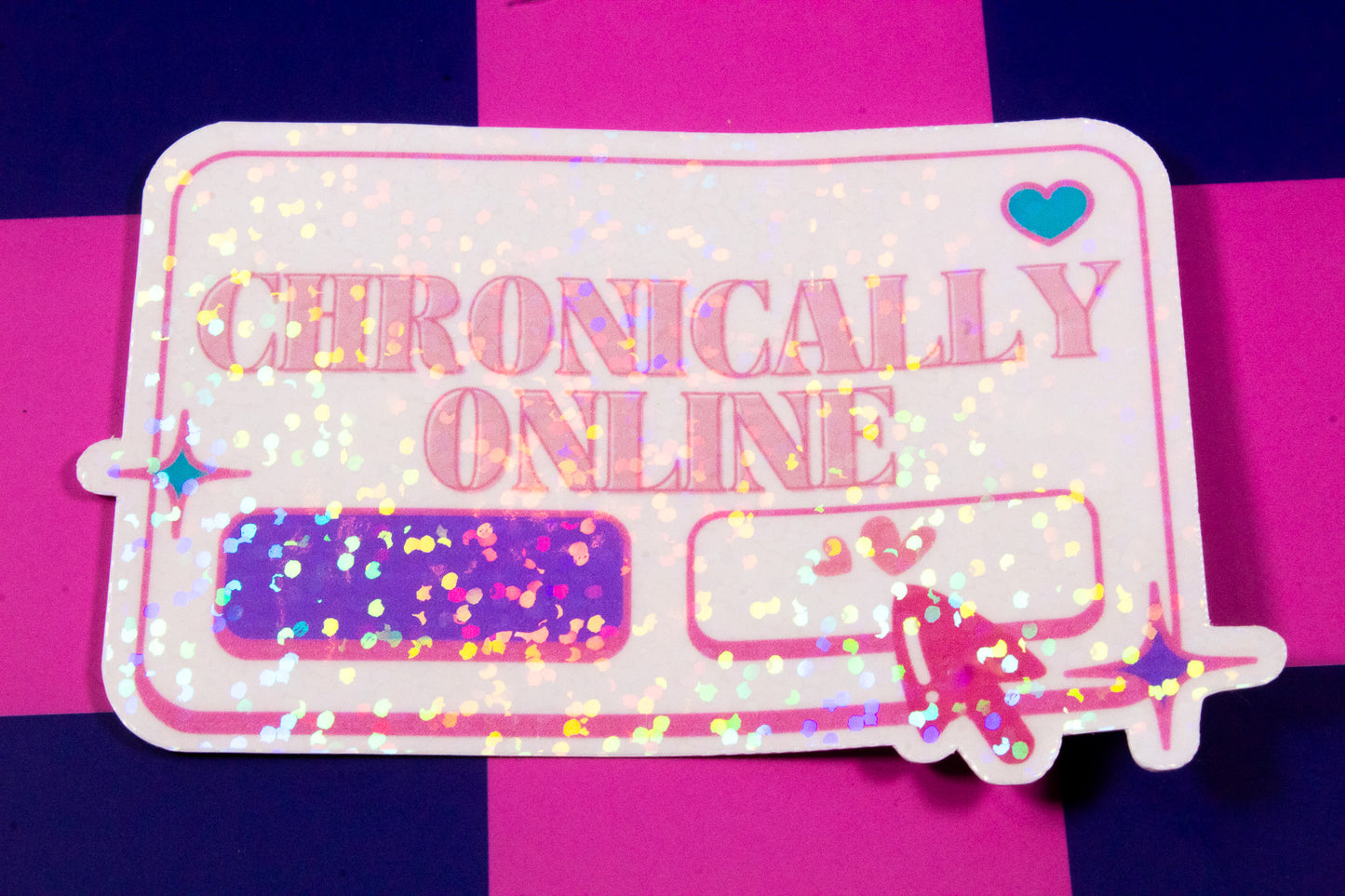 Holographic Chronically Online Sticker
