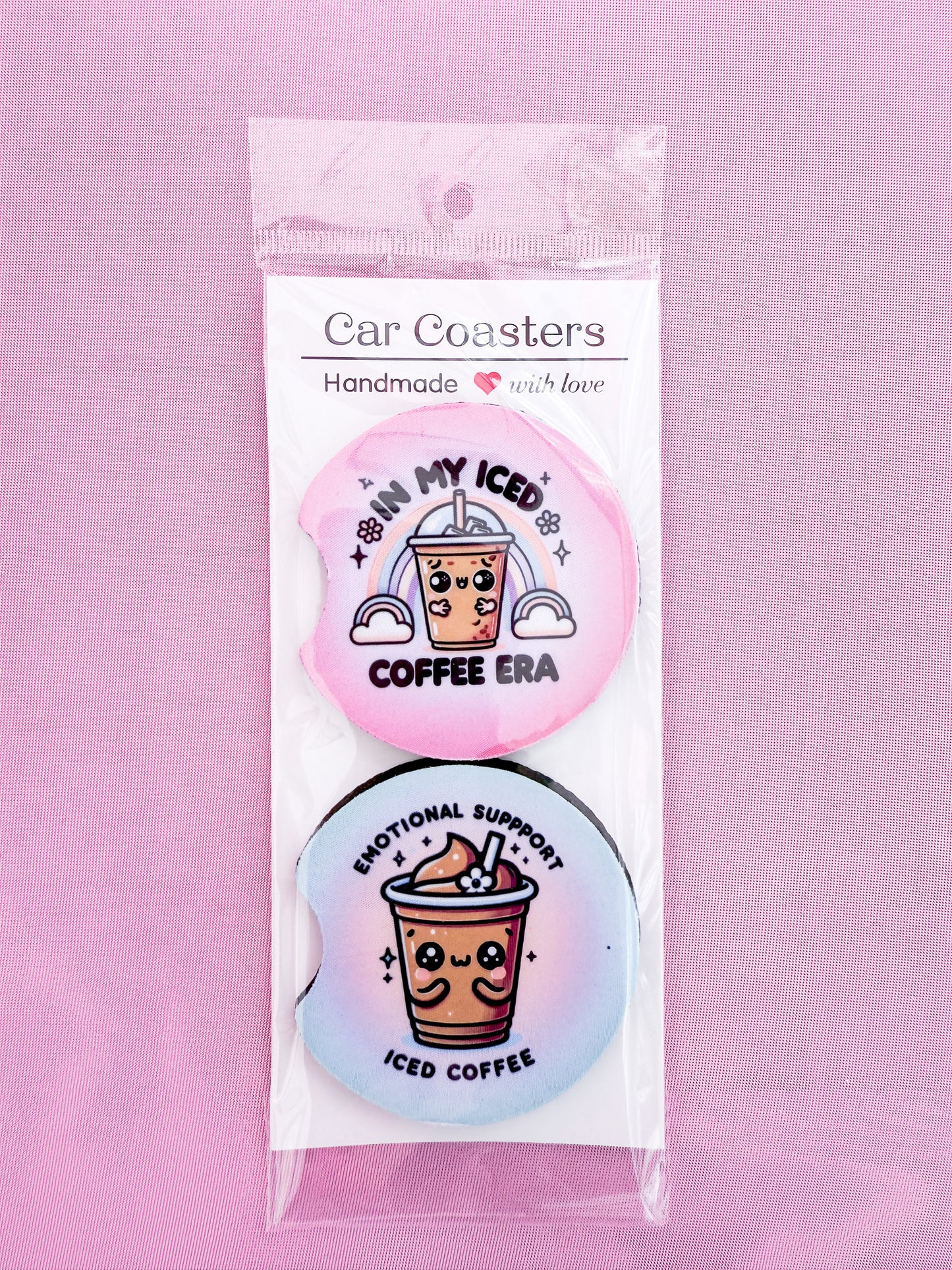 In My Iced Coffee Era & Emotional Support Iced Coffee Car Coasters