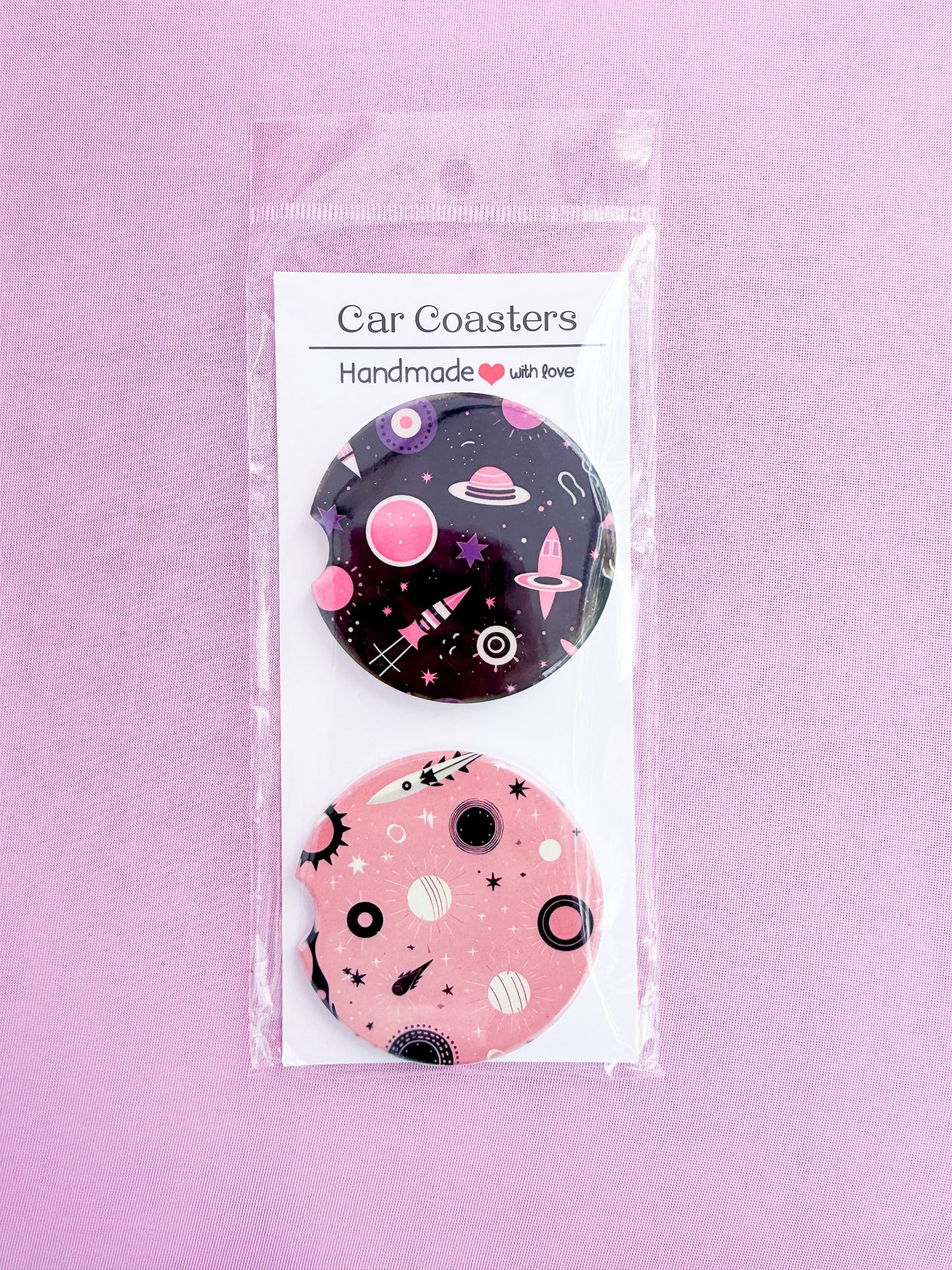 Girly Galaxy Ceramic Car Coasters