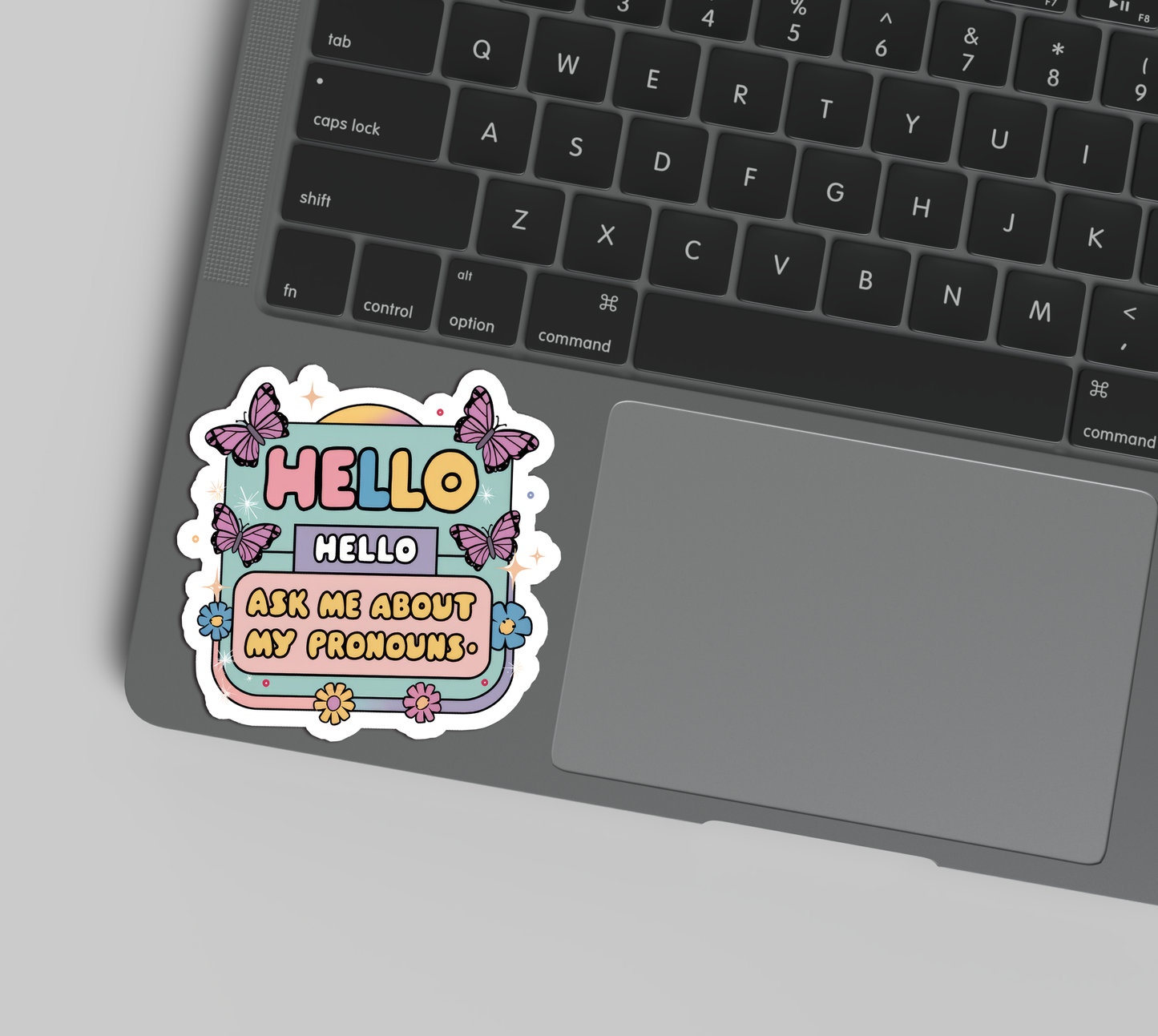 Hello Ask Me About My Pronouns Sticker