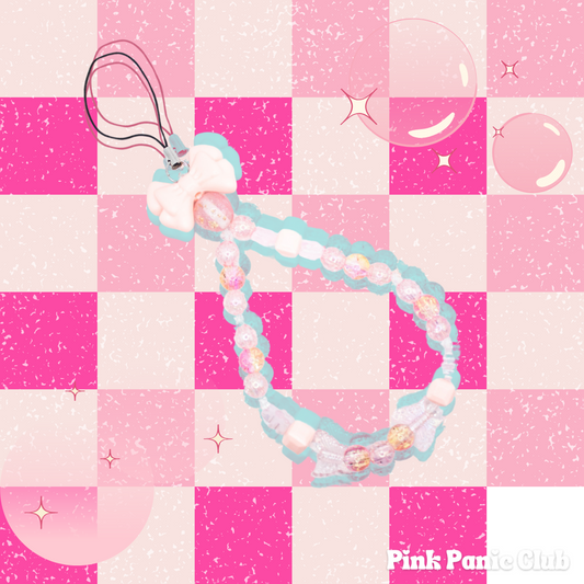 Pastel Bow Beaded Phone Strap