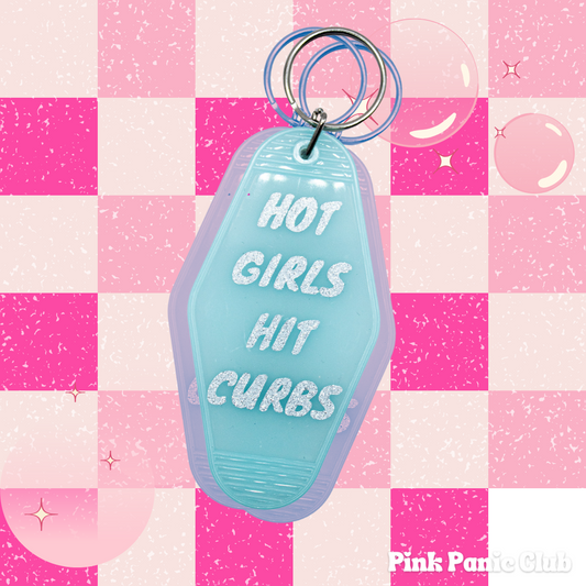 Hot Girls Hit Curbs Motel Keychain