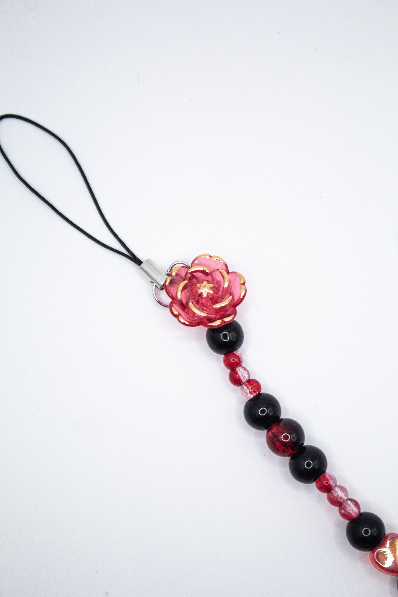 Rose & Butterfly Beaded Phone Charm