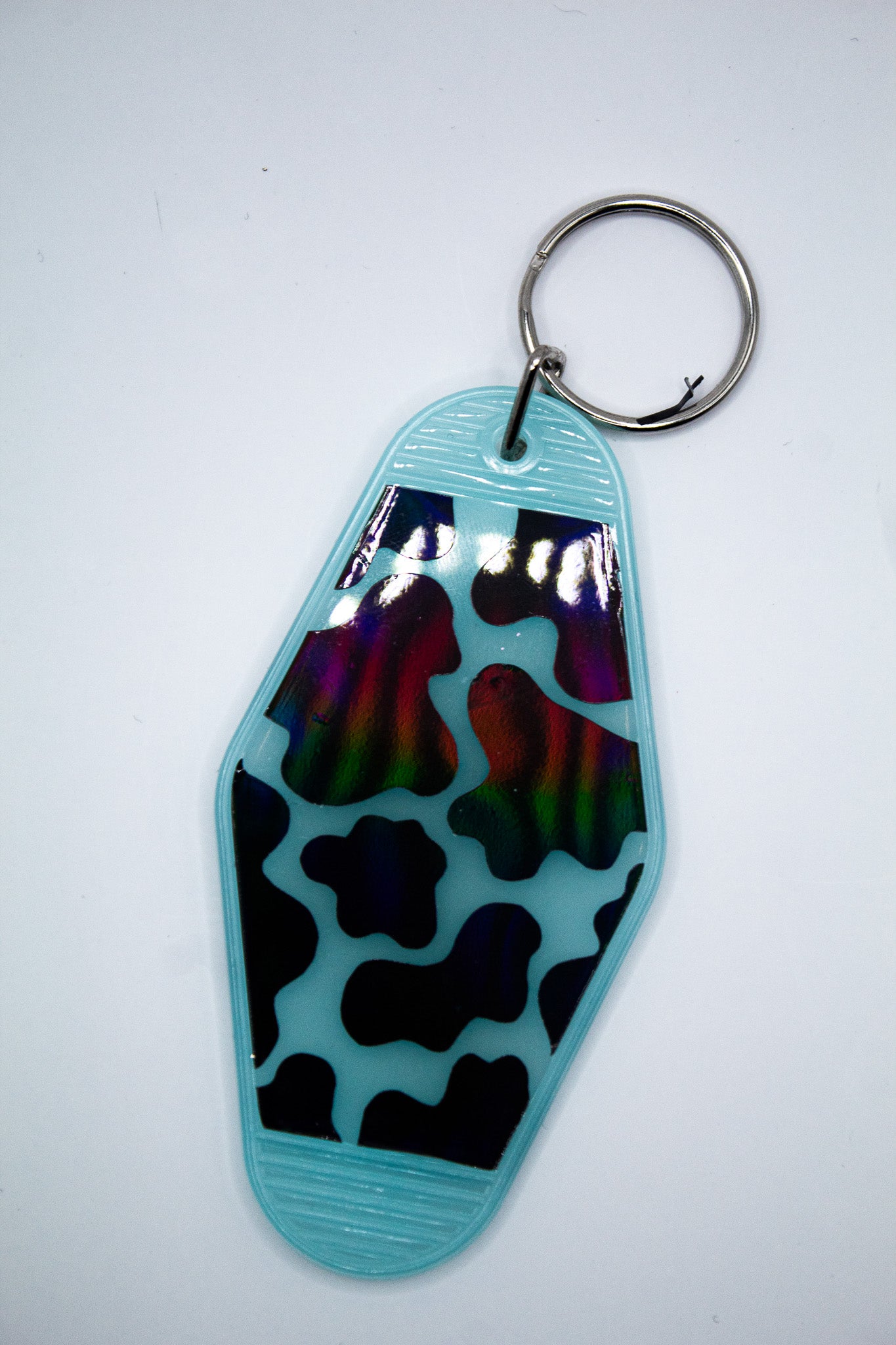 Cow Print Motel Keychain