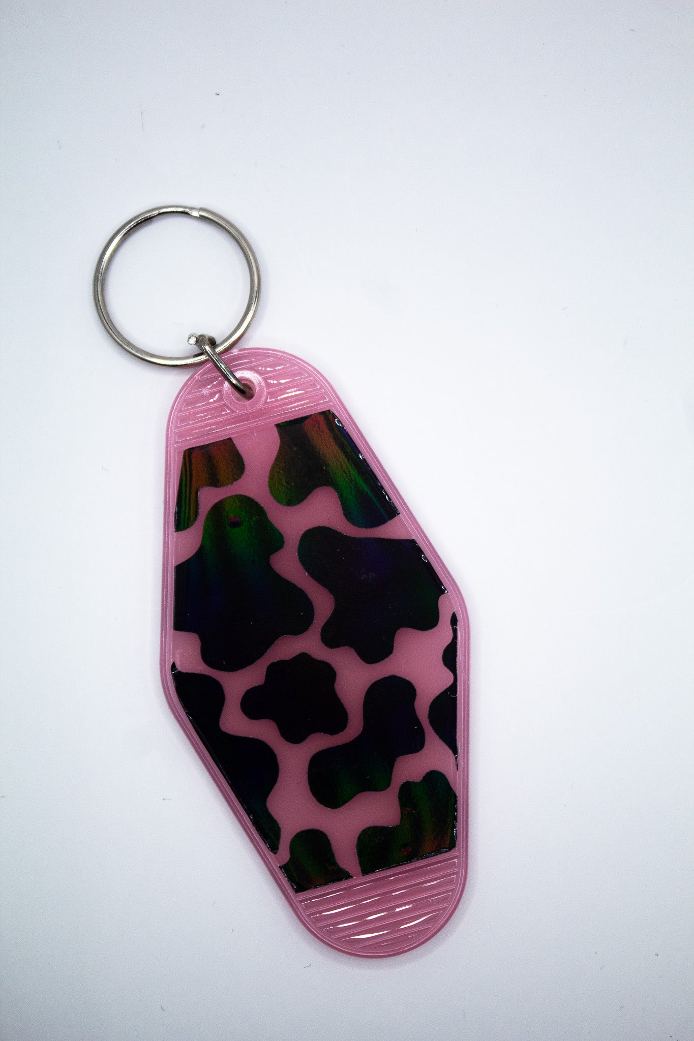 Cow Print Motel Keychain