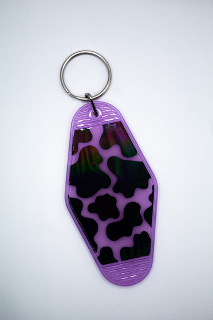 Cow Print Motel Keychain