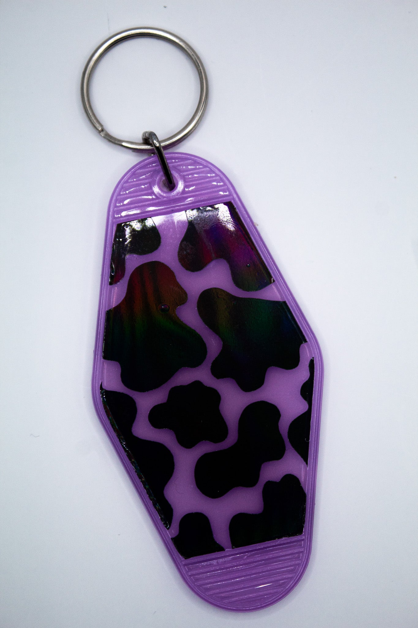 Cow Print Motel Keychain