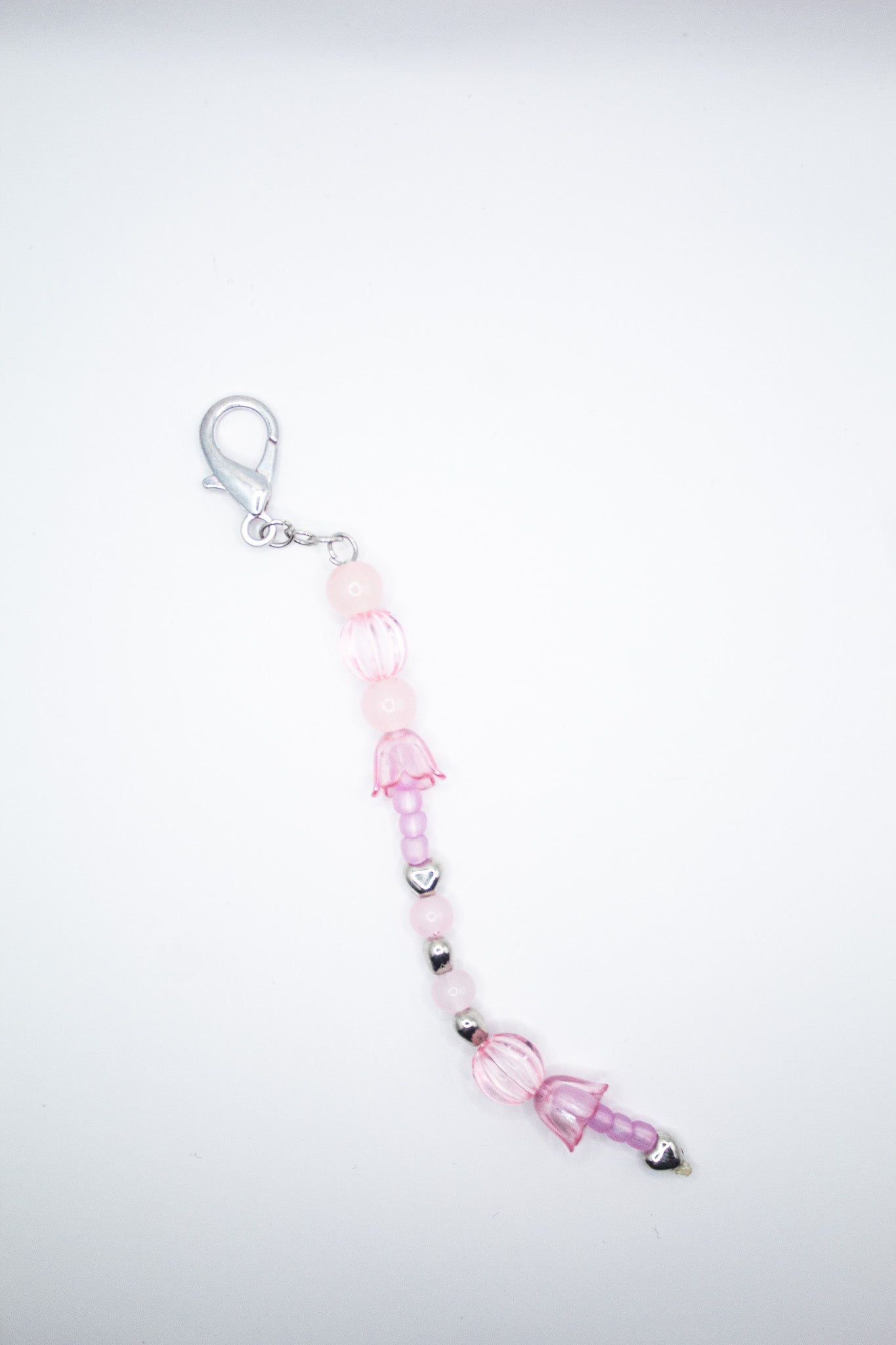 Pink Tulip Beaded Keychain