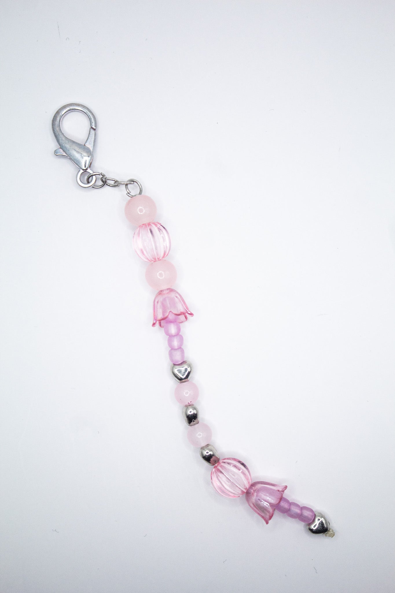 Pink Tulip Beaded Keychain