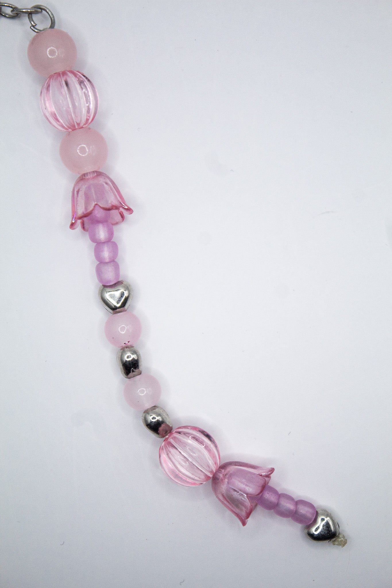 Pink Tulip Beaded Keychain