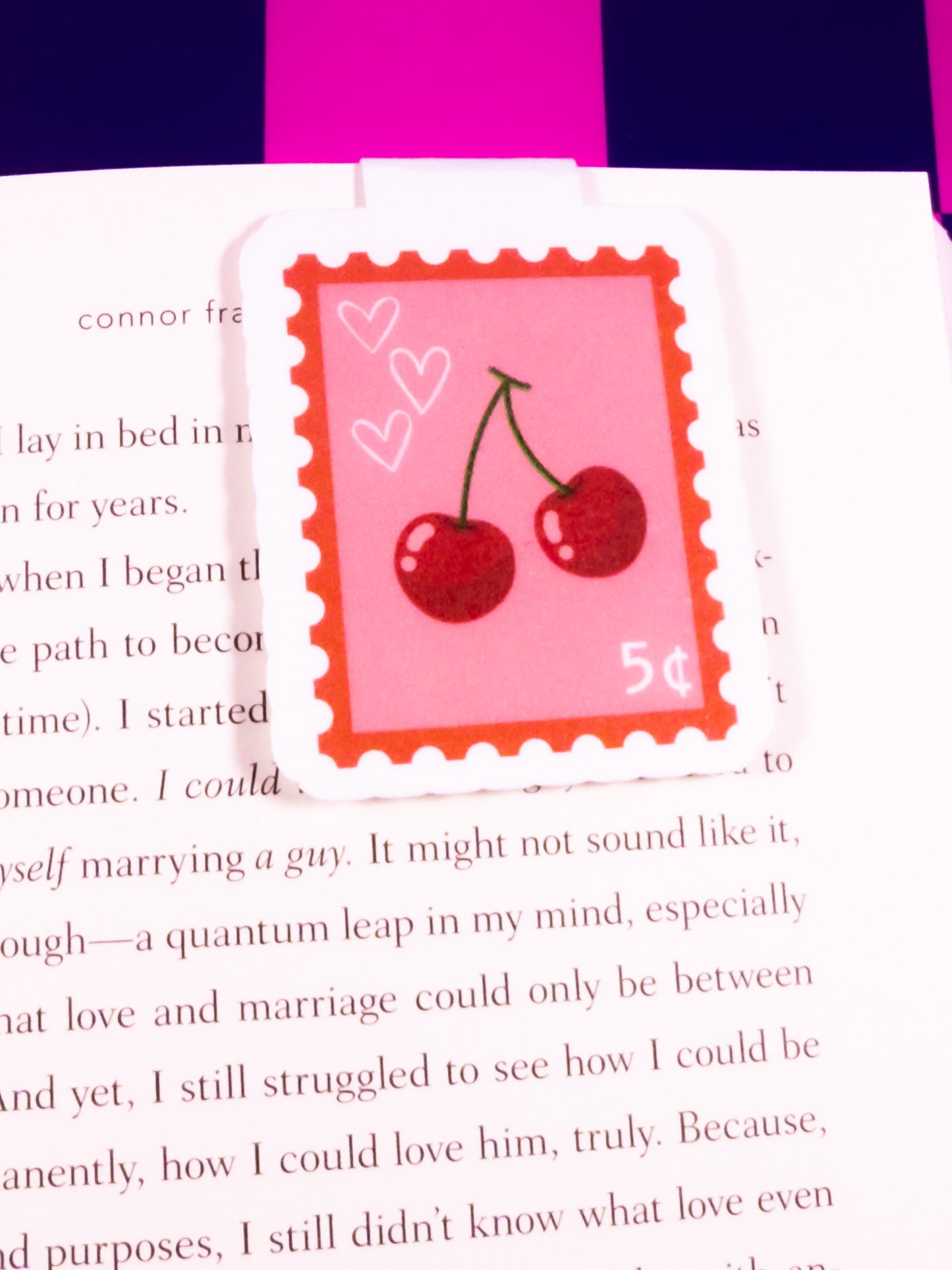 Cherry Stamp Magnetic Bookmark