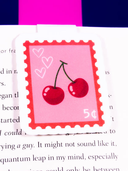 Cherry Stamp Magnetic Bookmark