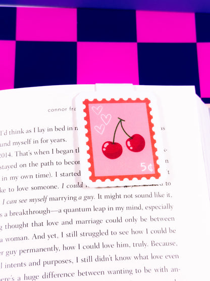 Cherry Stamp Magnetic Bookmark