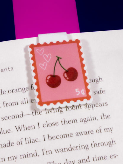 Cherry Stamp Magnetic Bookmark