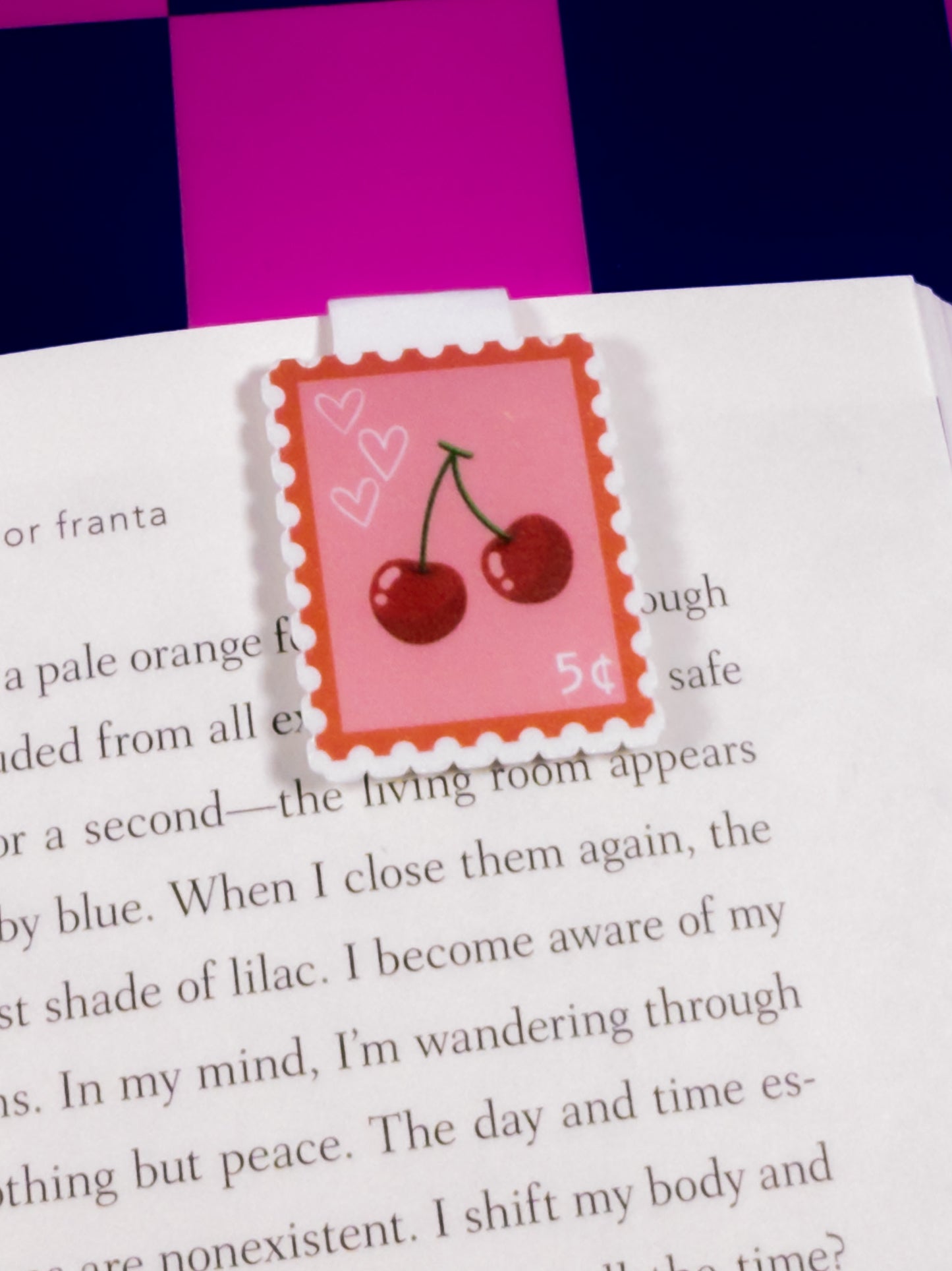 Cherry Stamp Magnetic Bookmark