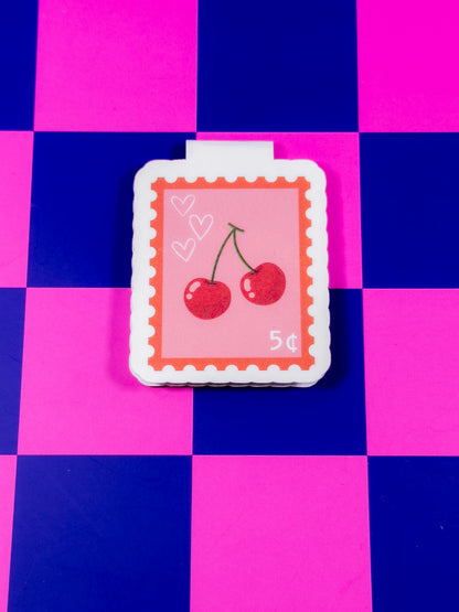 Cherry Stamp Magnetic Bookmark