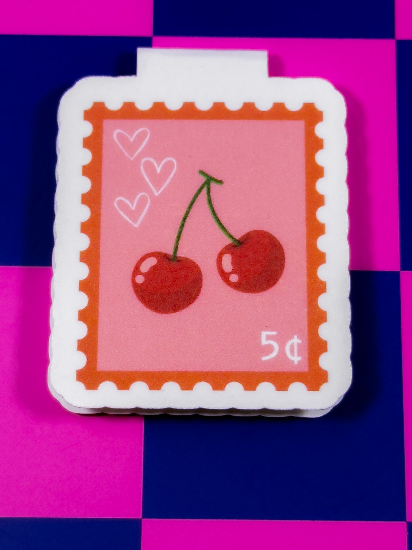 Cherry Stamp Magnetic Bookmark