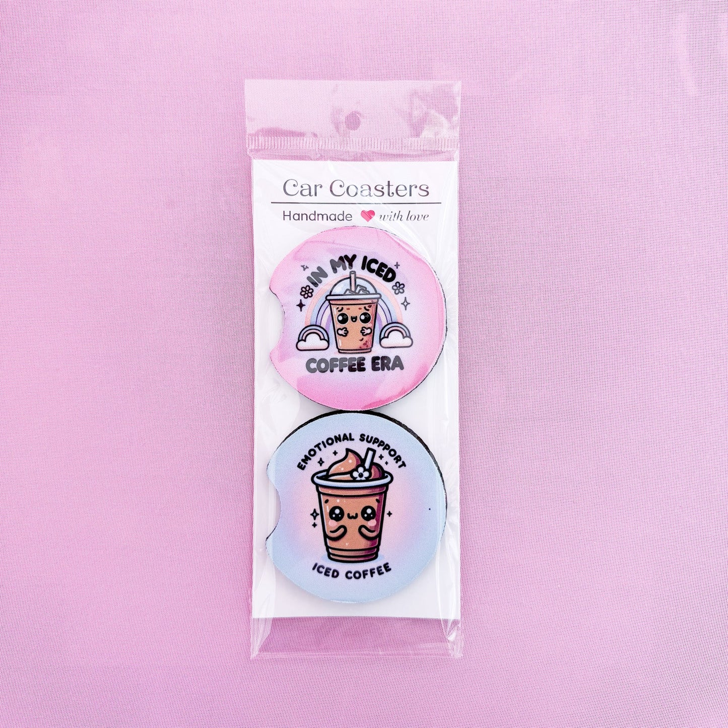 In My Iced Coffee Era & Emotional Support Iced Coffee Car Coasters