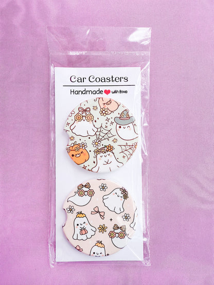 Cottagecore Ghost Car Coasters
