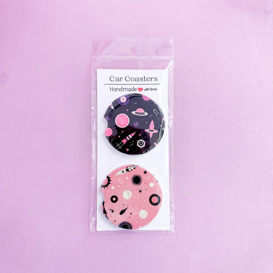 Girly Galaxy Ceramic Car Coasters