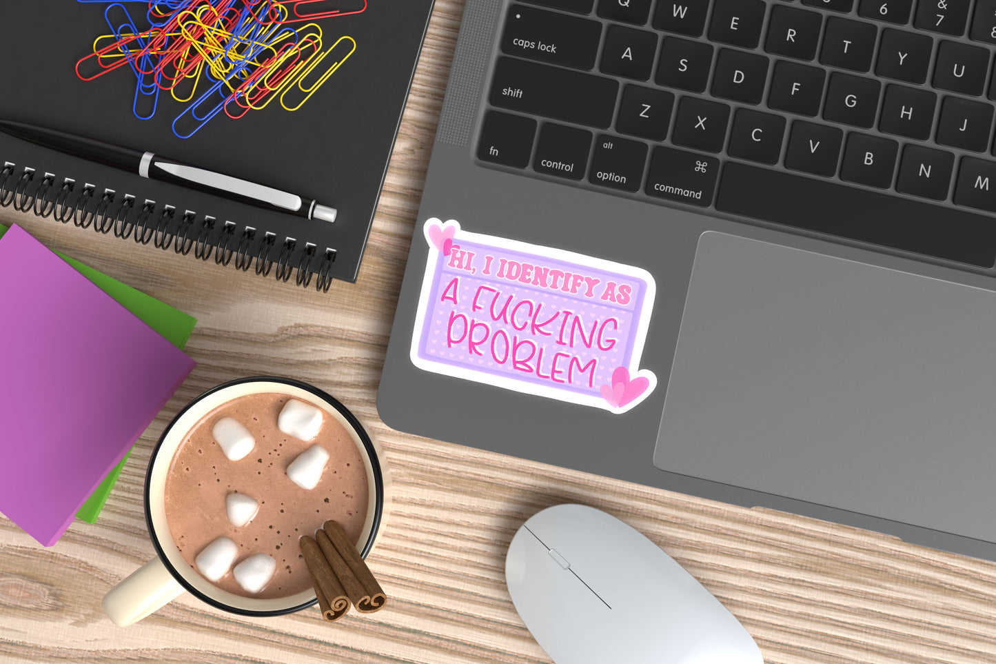 "Hi, I Identify As A F*cking Problem" Sticker