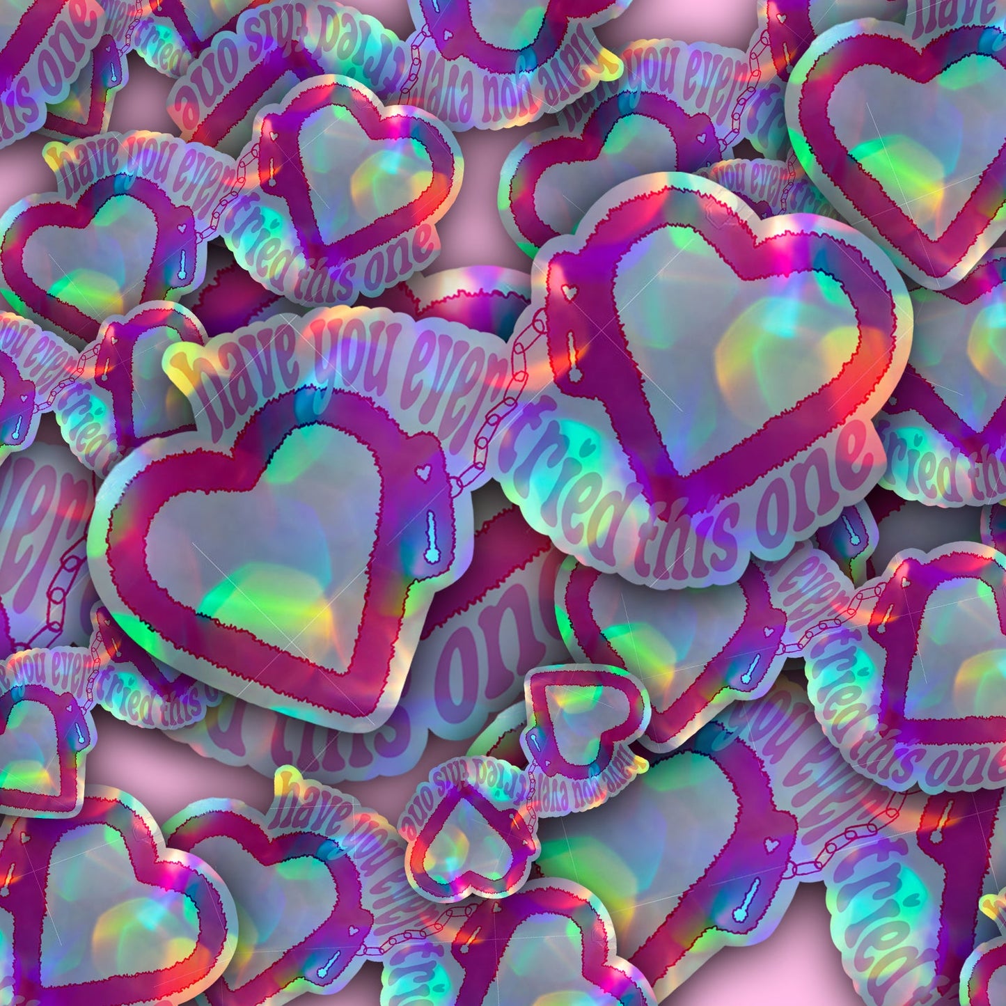 "Have You Ever Tried This One" Heart Handcuffs Sticker
